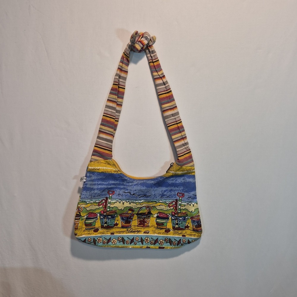 Vintage Ann Ormsby Beach Bag Sand Pails And Shovels Whimsical Coastal Artisan